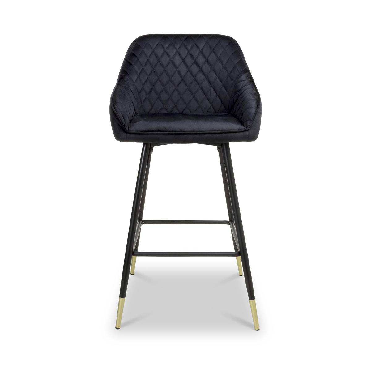 Elen Brushed Velvet Bar Stool Black from Roseland Furniture