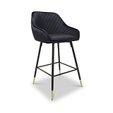 Elen Brushed Velvet Bar Stool Black from Roseland Furniture