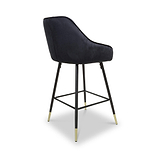 Elen Brushed Velvet Bar Stool Black from Roseland Furniture