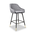 Elen Brushed Velvet Bar Stool Grey from Roseland Furniture