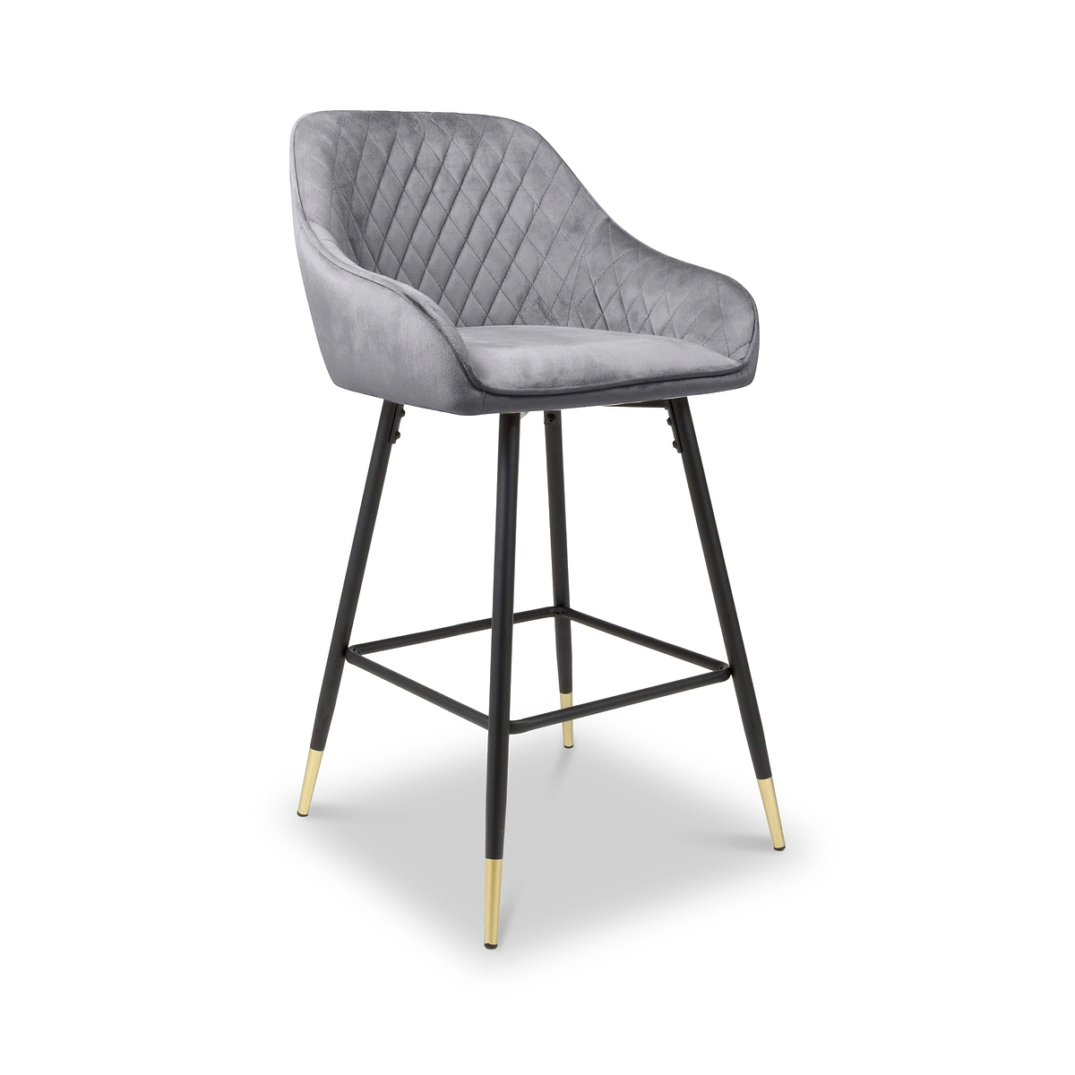 Elen Brushed Velvet Bar Stool Grey from Roseland Furniture