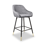 Elen Brushed Velvet Bar Stool Grey from Roseland Furniture