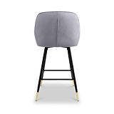 Elen Brushed Velvet Bar Stool Grey from Roseland Furniture