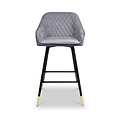 Elen Brushed Velvet Bar Stool Grey from Roseland Furniture