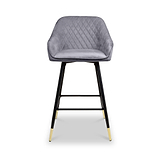 Elen Brushed Velvet Bar Stool Grey from Roseland Furniture