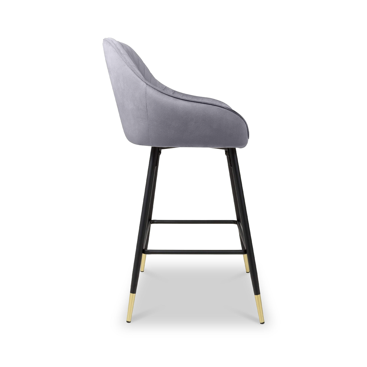 Elen Brushed Velvet Bar Stool Grey from Roseland Furniture