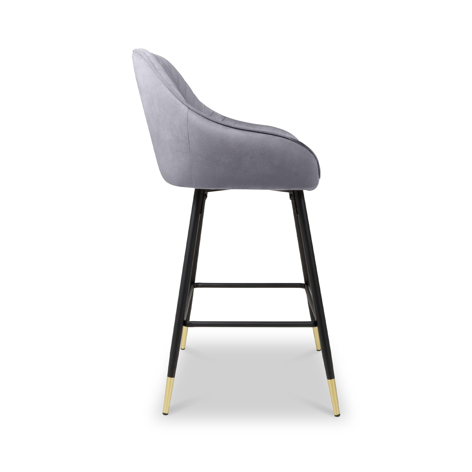Elen Brushed Velvet Bar Stool Grey from Roseland Furniture