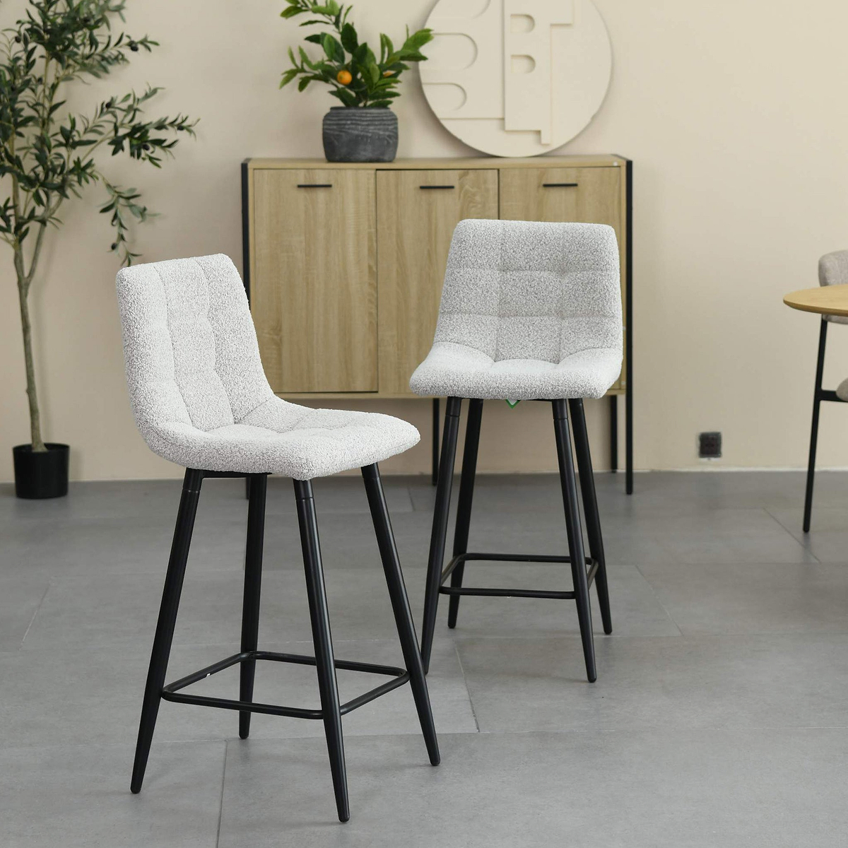 Wenford Faux Linen Bar Stool Grey from Roseland Furniture