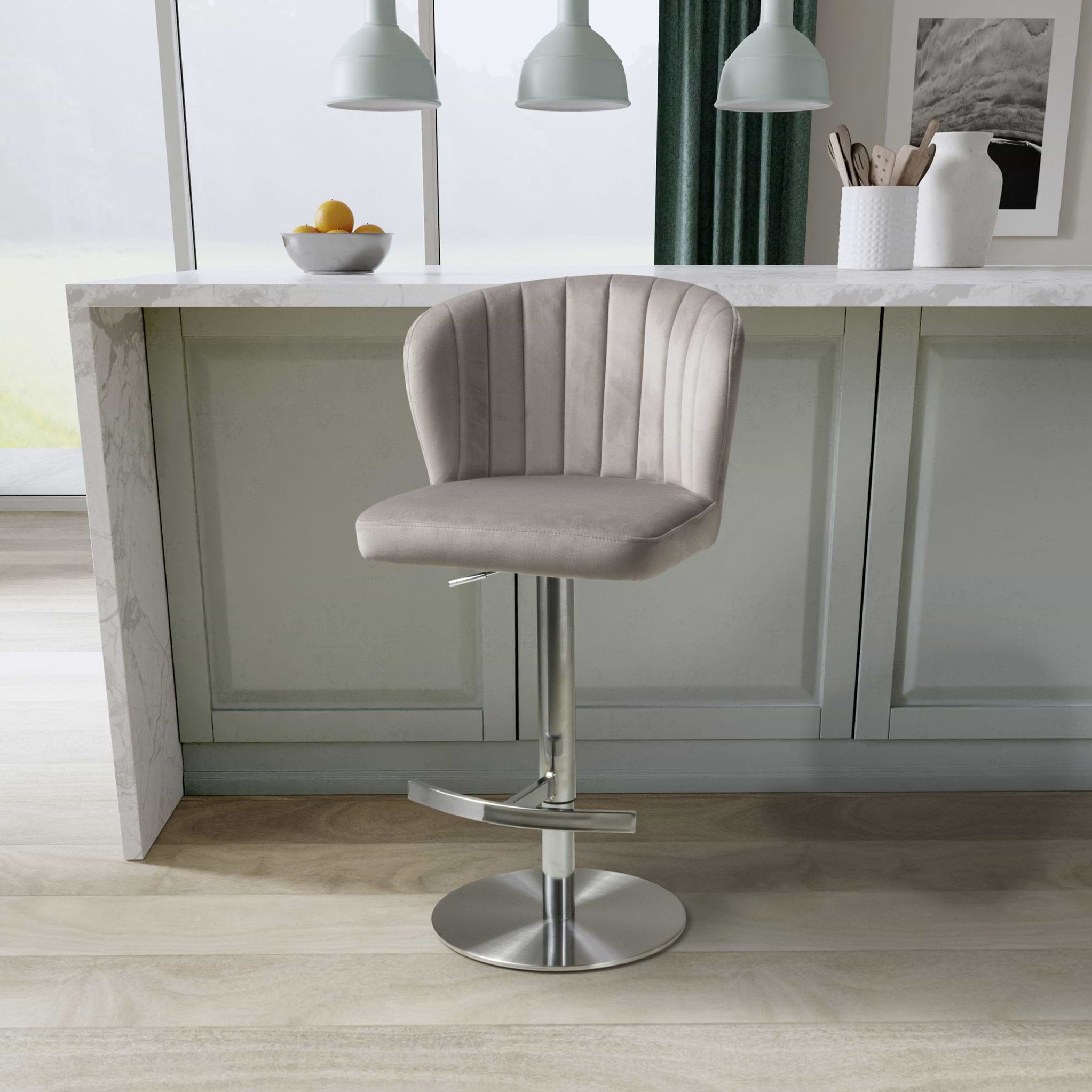 Adwen Brushed Velvet Bar Stool Mink from Roseland Furniture