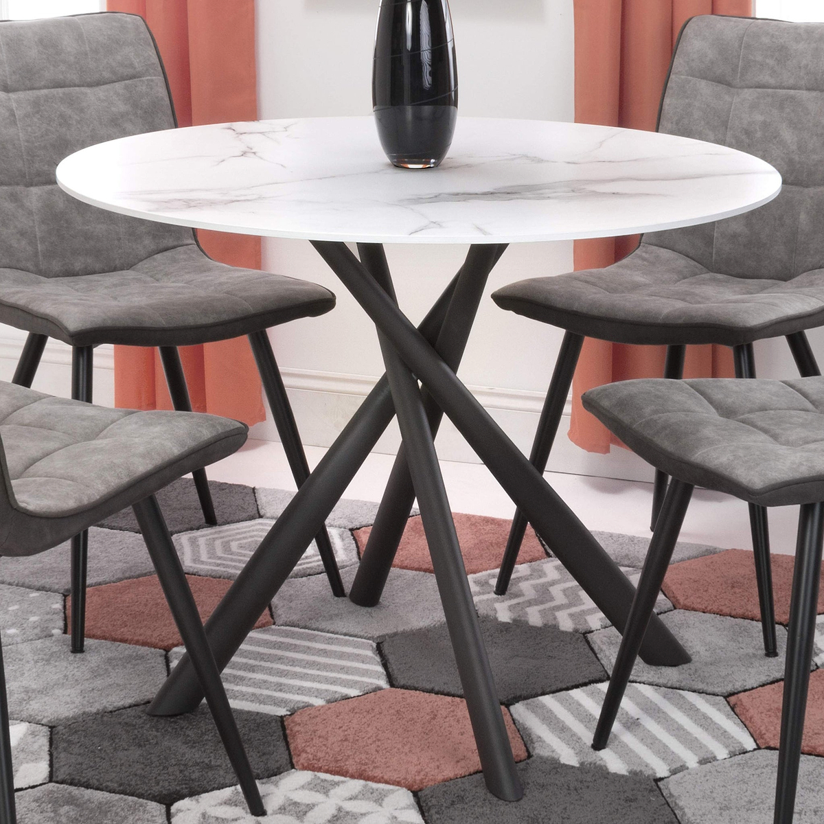 Coombe 100cm Round Dining Table White from Roseland Furniture