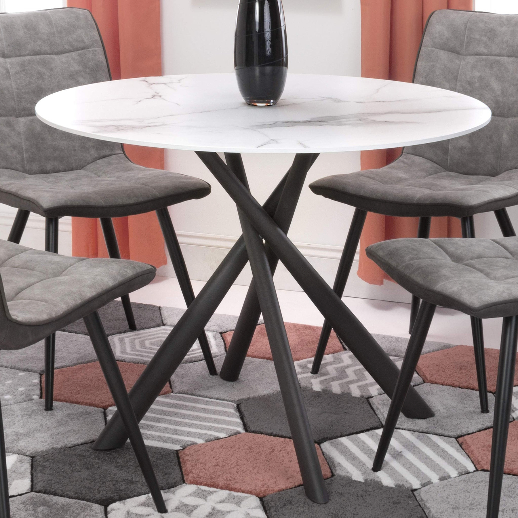 Coombe 100cm Round Dining Table White from Roseland Furniture