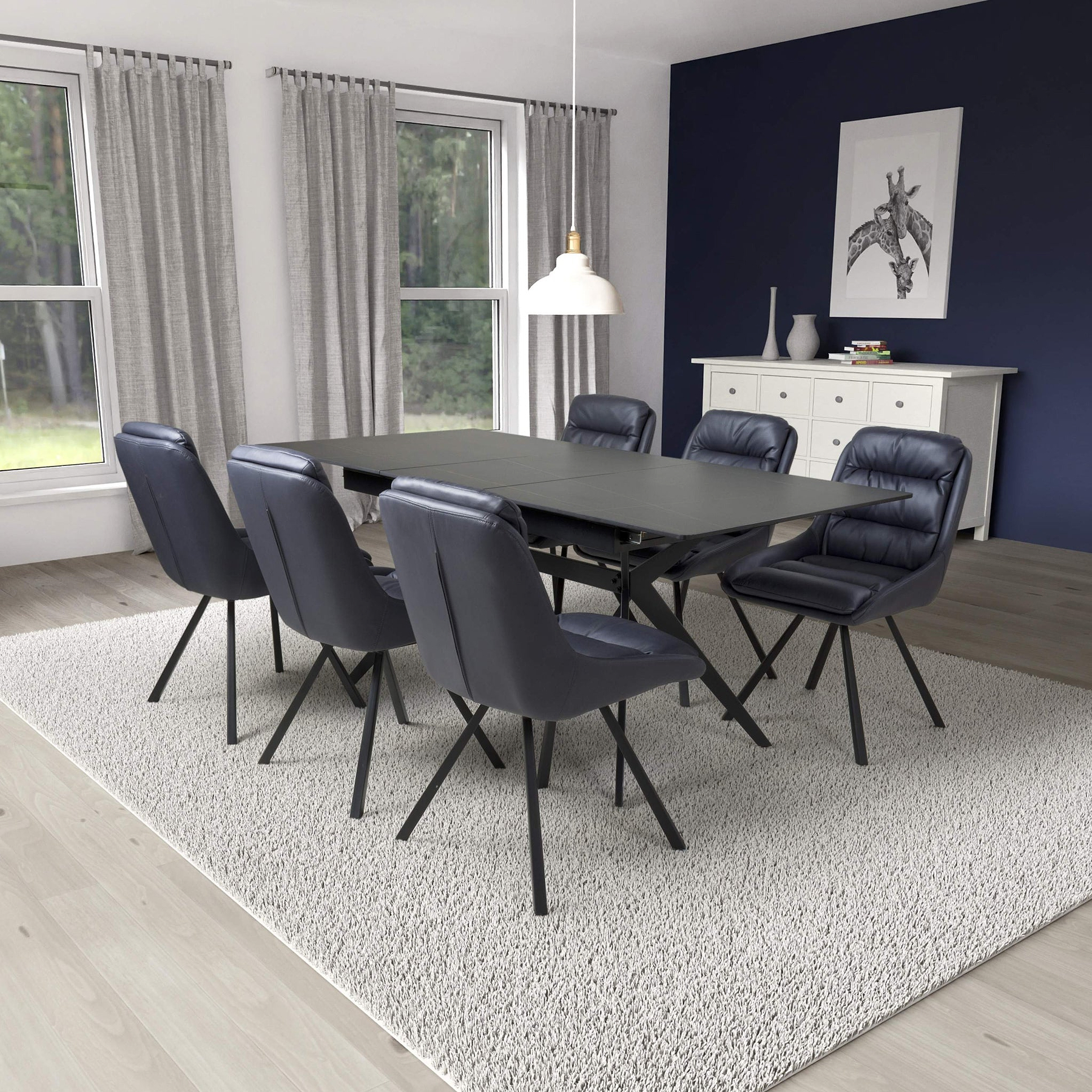 Penhallow Black 180cm Extending Dining Table