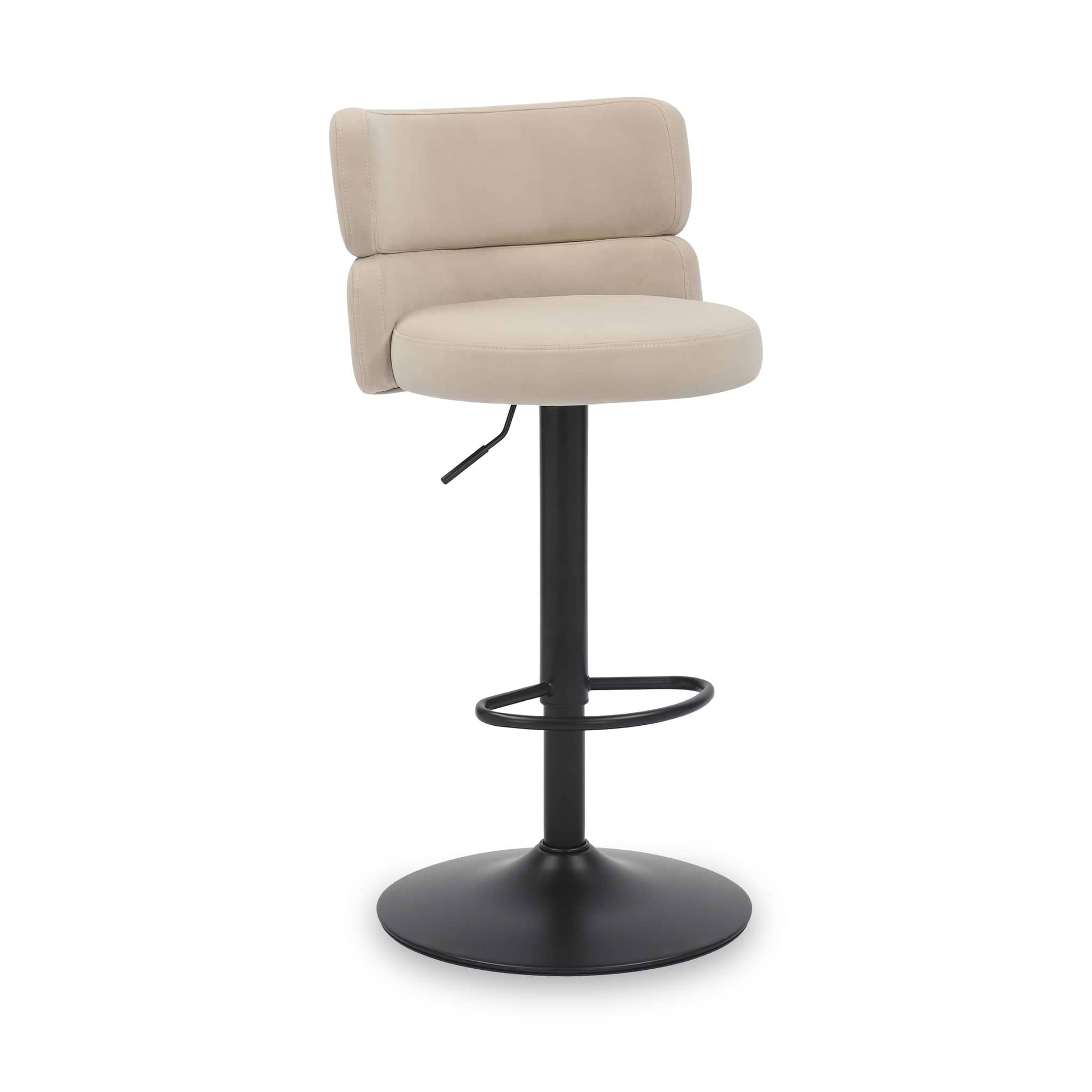 Clayden Brushed Velvet Bar Stool Cream Black from Roseland Furniture