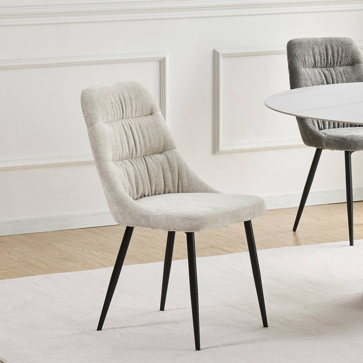 Darnley Chenille Dining Chair Natural from Roseland Furniture