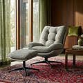 Kelso Lounge Accent Chair with Footstool Grey from Roseland Furniture
