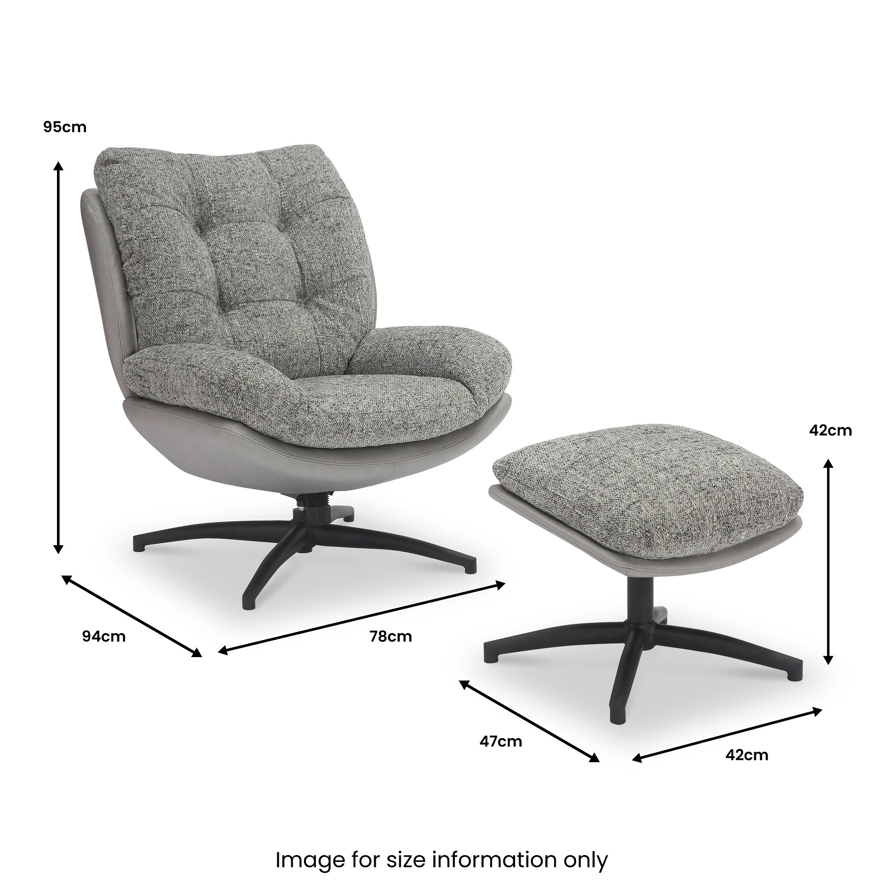 Kelso Lounge Accent Chair with Footstool Grey from Roseland Furniture