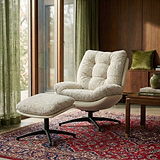 Kelso Accent Chair with Footstool Cream from Roseland Furniture