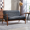 Kingsley Faux Leather 2 seater sofa Black from Roseland Furniture