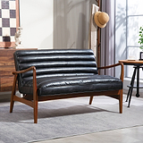 Kingsley Faux Leather 2 seater sofa Black from Roseland Furniture