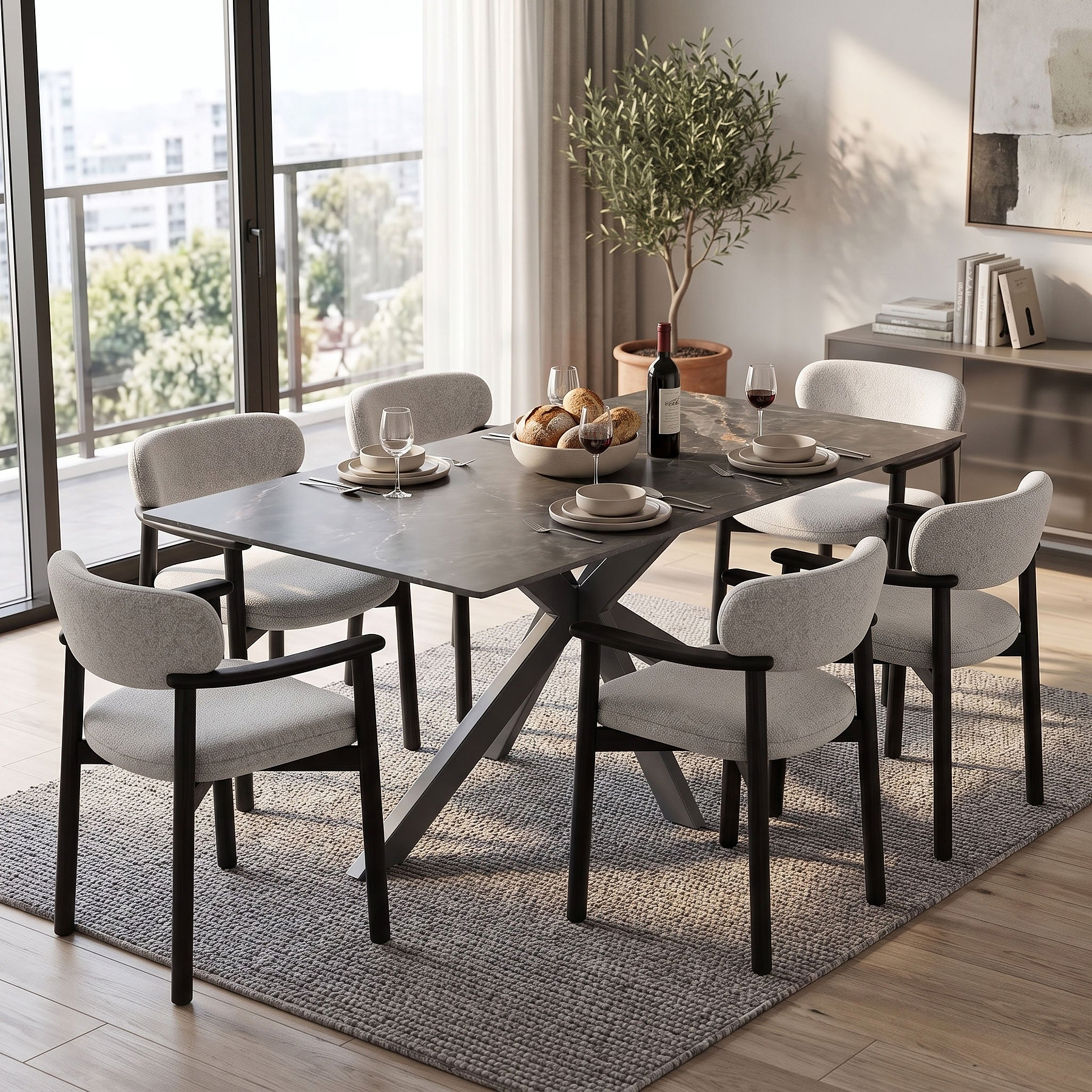 Farnell 160cm Ceramic Dining Table Grey from Roseland Furniture