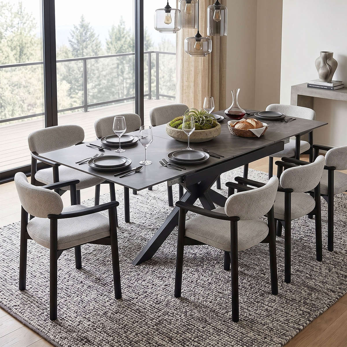 Farnell Ceramic Ext Dining Table Grey from Roseland Furniture