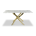 Melody 160cm Marble Effect Dining Table White Gold from Roseland Furniture