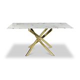 Melody 160cm Marble Effect Dining Table White Gold from Roseland Furniture