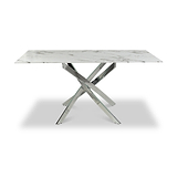 Melody 160cm Marble Effect Dining Table White Chrome from Roseland Furniture
