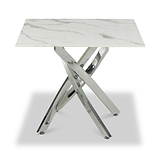 Melody Marble Effect Side Table White Chrome from Roseland Furniture
