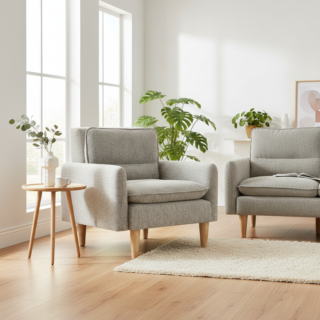 Portwell Natural Armchair in Modern Living Room from Roseland Furniture