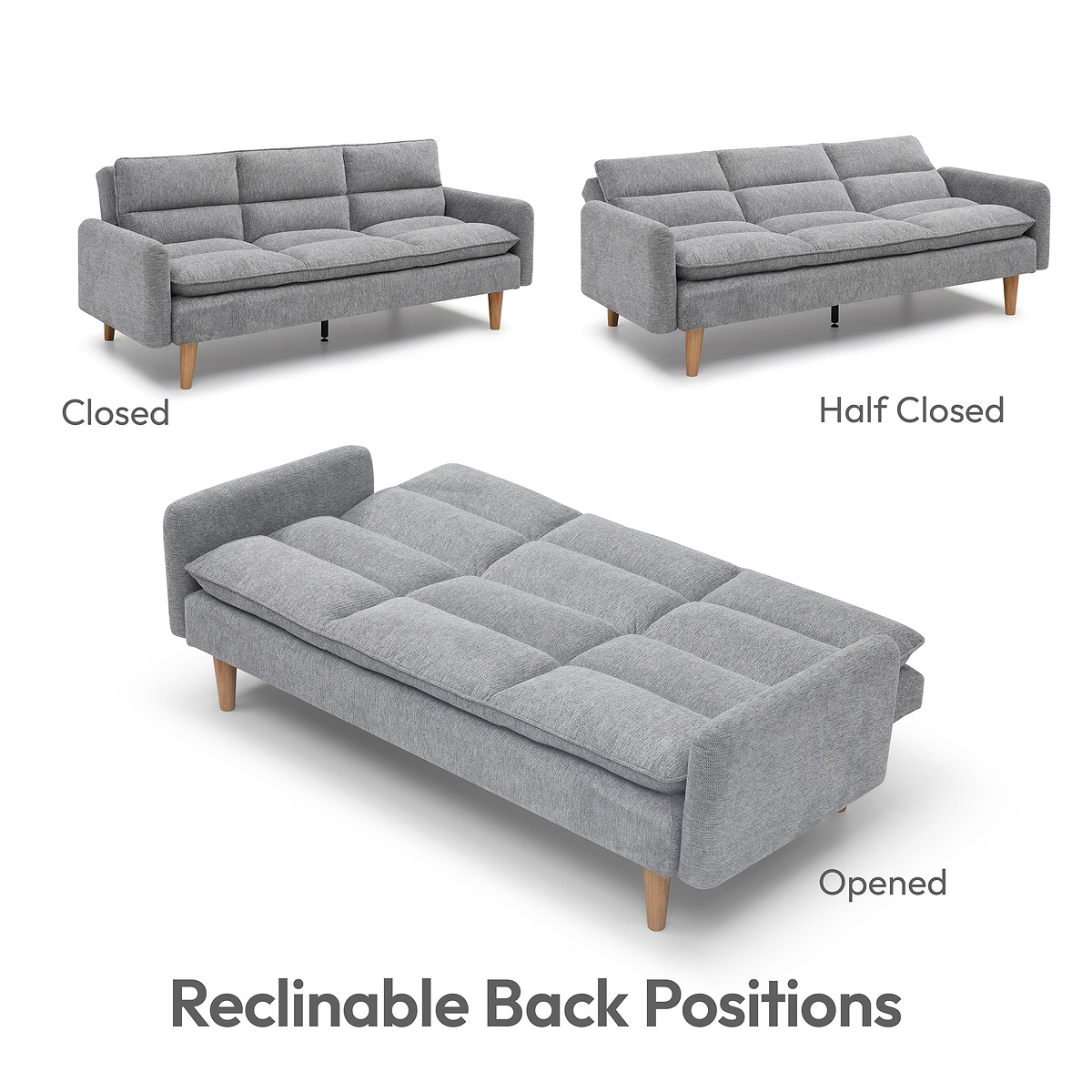 Portwell 3 Seater Sofa Bed Grey from Roseland Furniture