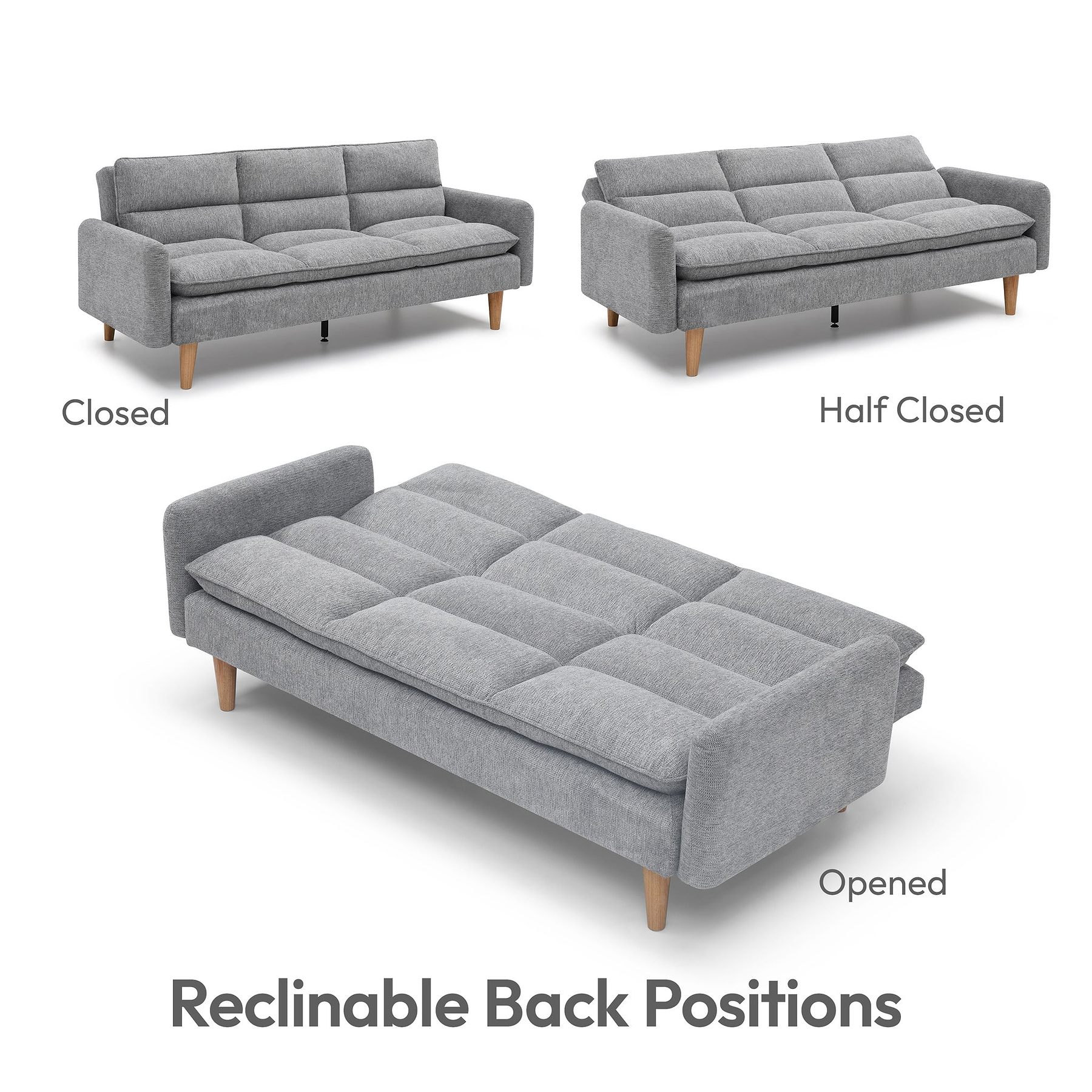 Portwell 3 Seater Sofa Bed Grey from Roseland Furniture
