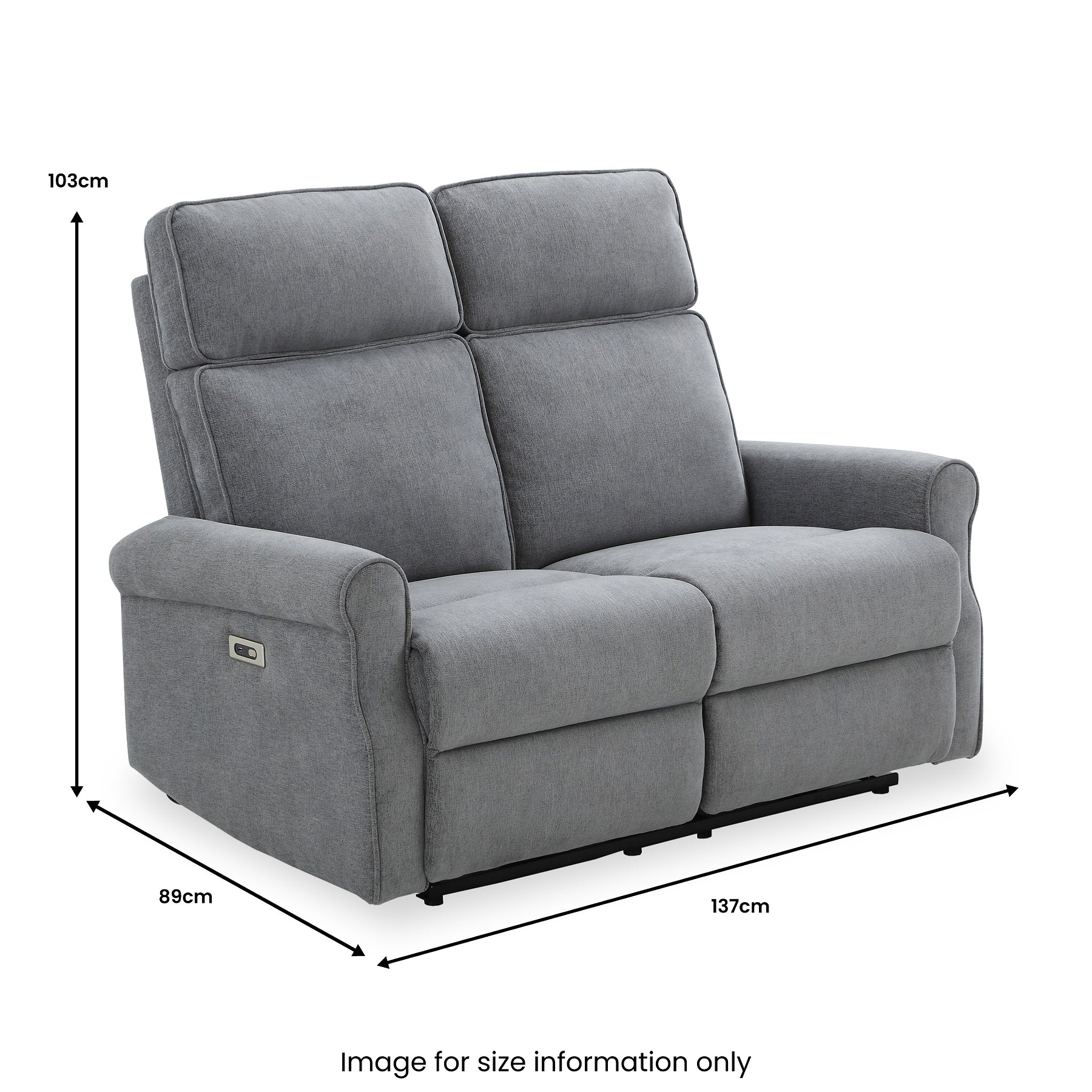 Hartley Power Recliner 2 Seater Sofa Grey from Roseland Furniture