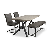 Fowey 160cm Pine Effect Dining Table with Bench & 2 Dining Chairs from Roseland Furniture