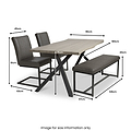 Fowey 160cm Pine Effect Dining Table with Bench & 2 Dining Chairs dimensions