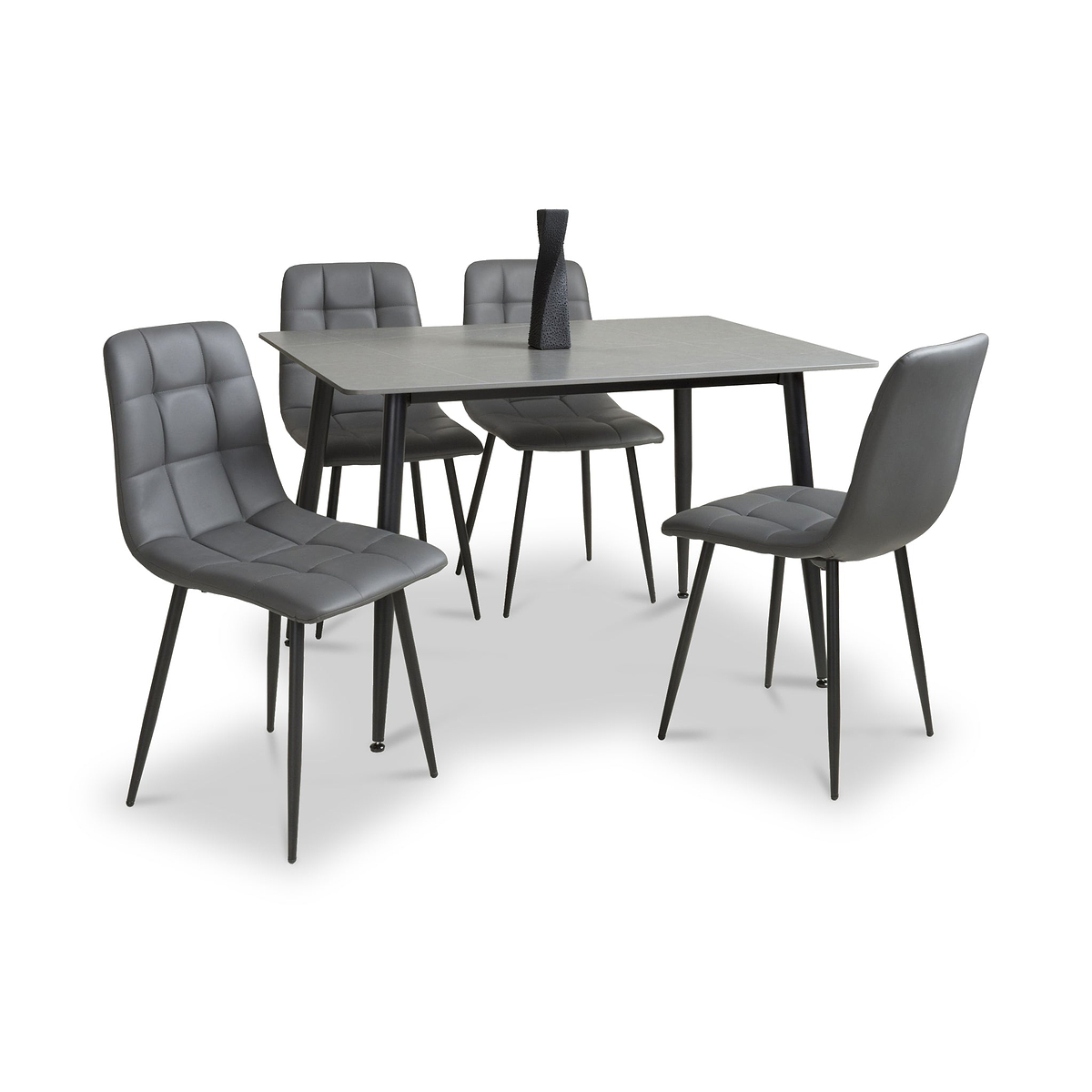 Gillan 120cm Ceramic Dining Table with 4 Dining Chairs from Roseland Furniture