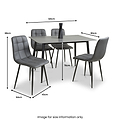 Gillan 120cm Ceramic Dining Table with 4 Dining Chairs dimensions