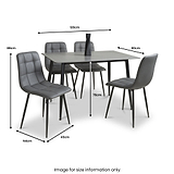 Gillan 120cm Ceramic Dining Table with 4 Dining Chairs dimensions