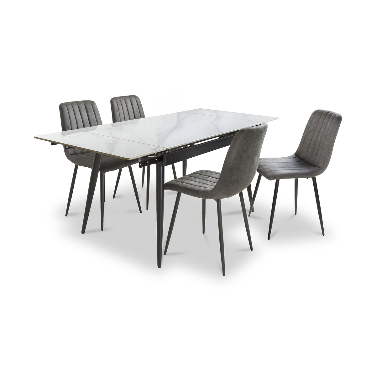 Avaston 120cm-180cm Ceramic Extending Dining Table with 4 Dining Chairs from Roseland Furniture