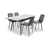 Avaston 120cm-180cm Ceramic Extending Dining Table with 4 Dining Chairs from Roseland Furniture