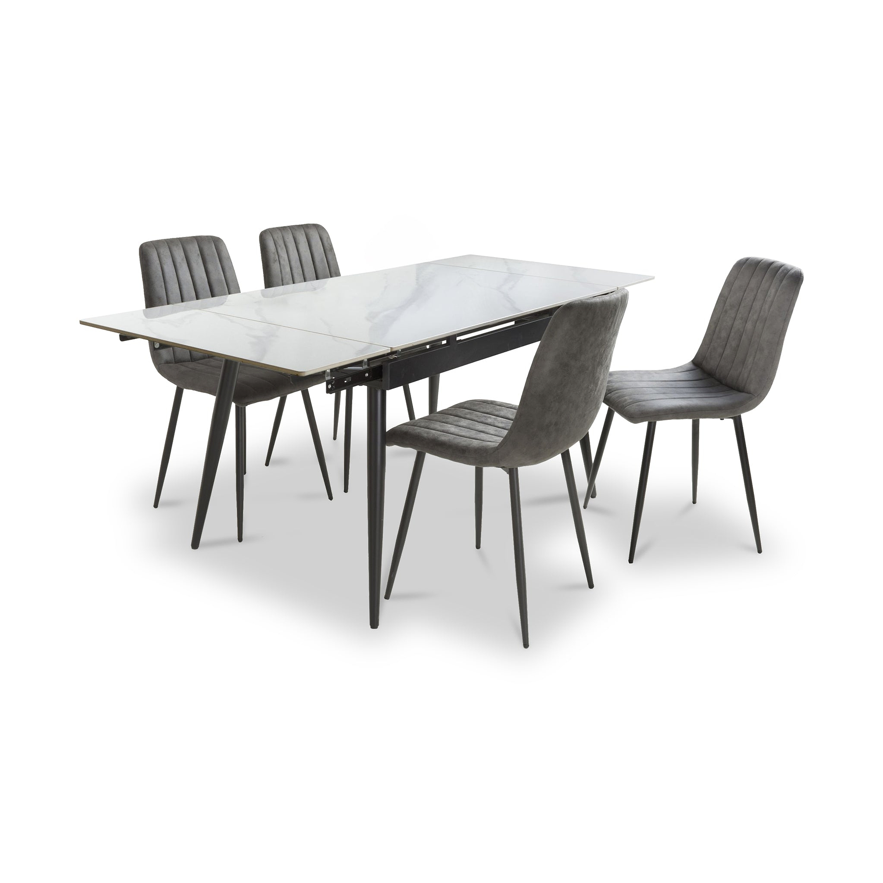 Avaston 120cm-180cm Ceramic Extending Dining Table with 4 Dining Chairs from Roseland Furniture