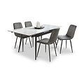 Redruth 120cm-180cm Ceramic Extending Dining Table with 4 Dining Chairs from Roseland Furniture