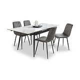 Redruth 120cm-180cm Ceramic Extending Dining Table with 4 Dining Chairs from Roseland Furniture