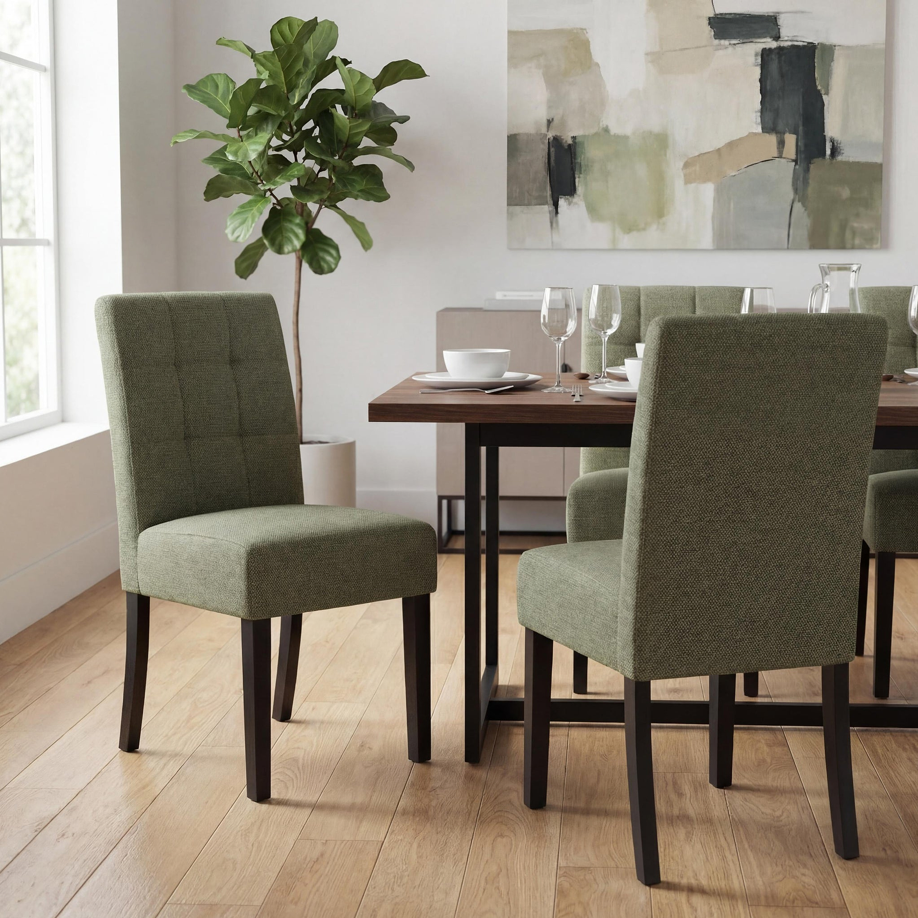 Pryder Tweed Fabric Dining Chair Green BL from Roseland Furniture