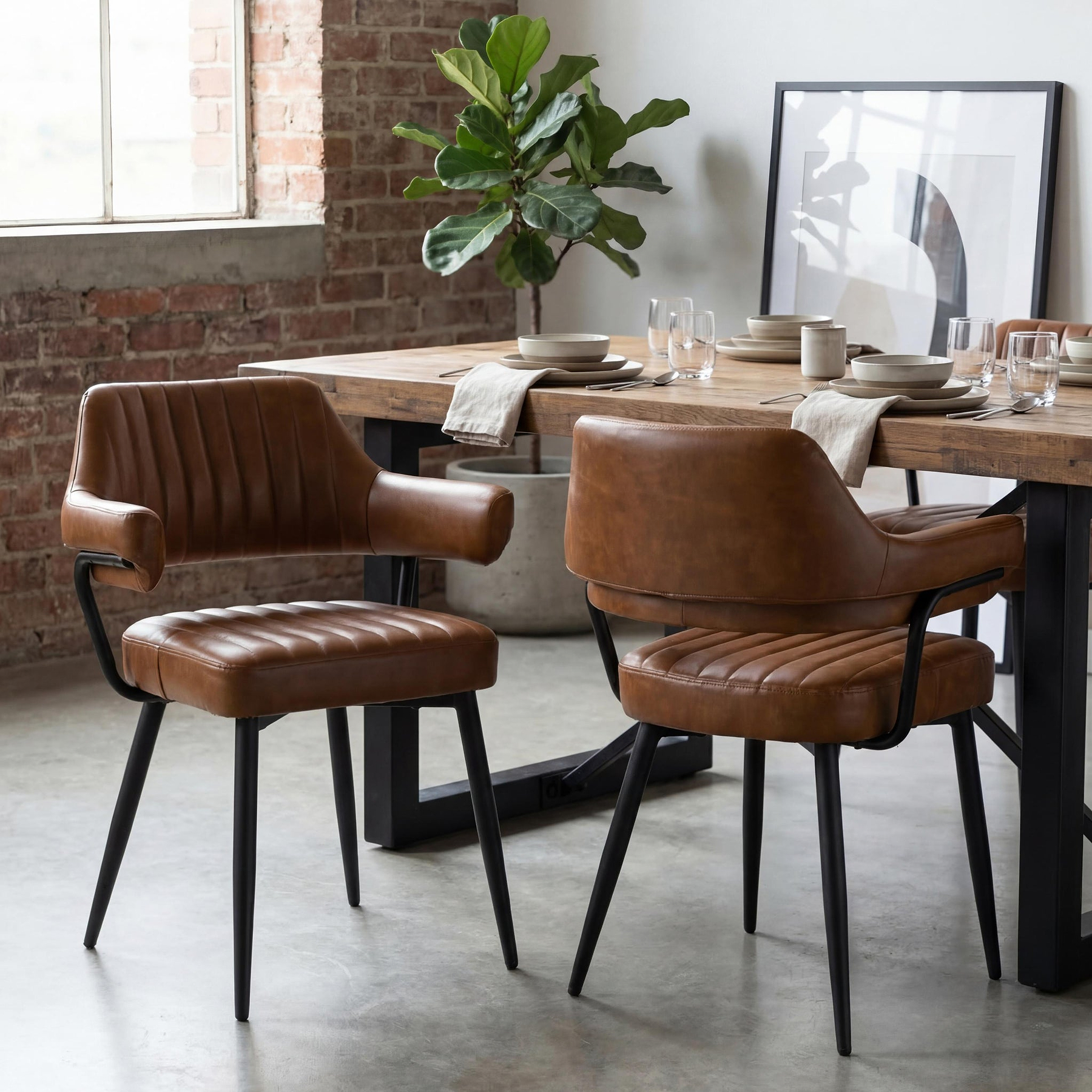 Rhonwen Faux Leather Dining Chair Tan from Roseland Furniture