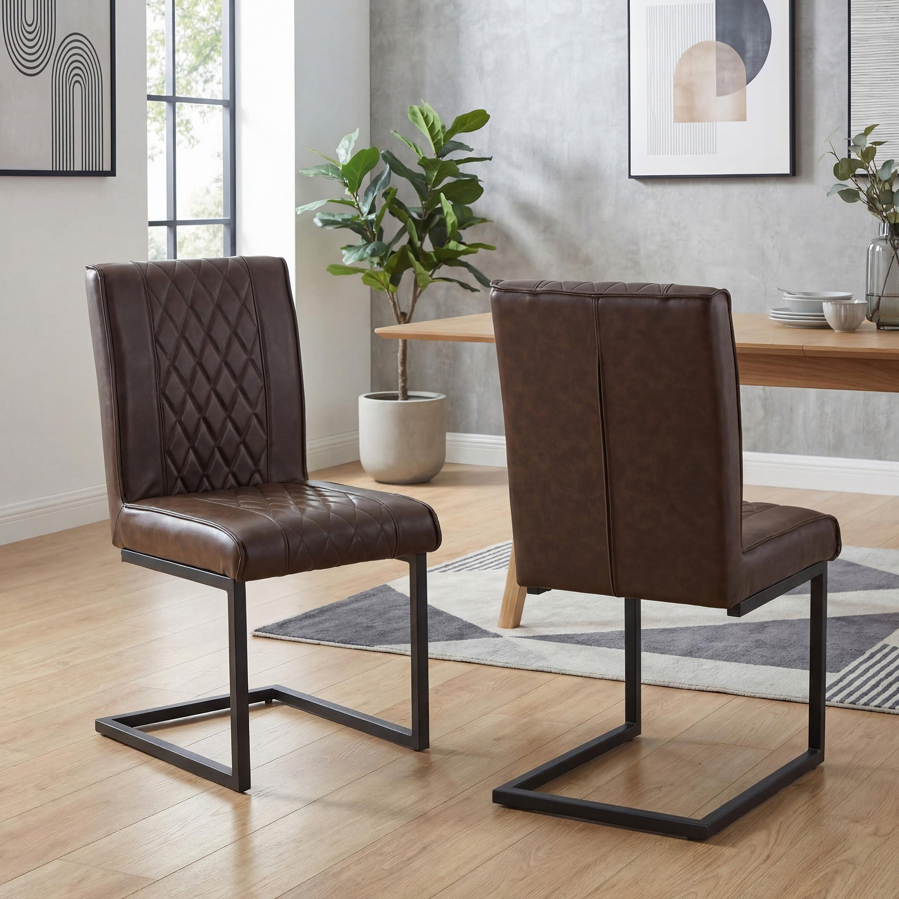 Brando Faux Leather Dining Chair Brown from Roseland Furniture