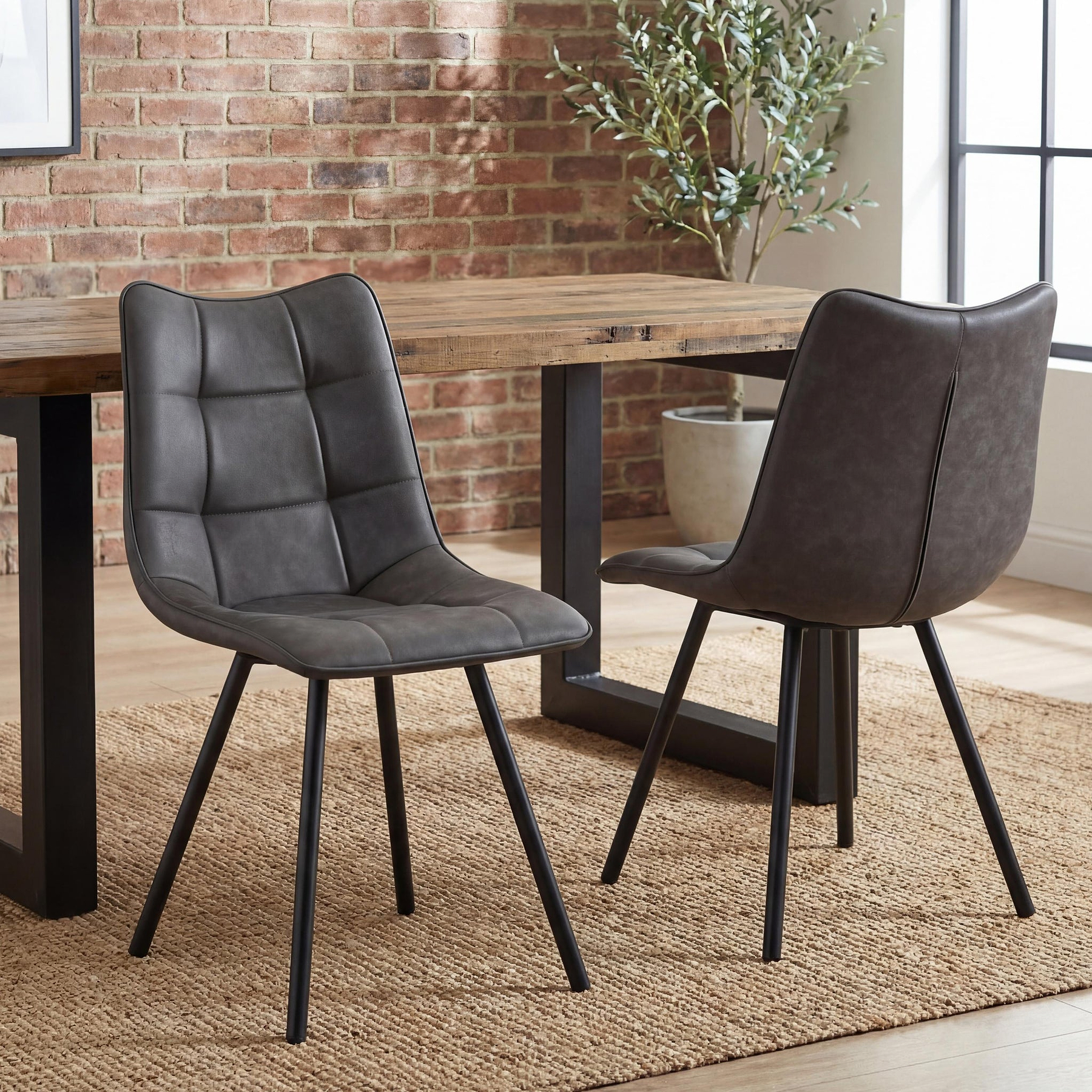 Zeno Faux Leather Dining Chair Grey from Roseland Furniture