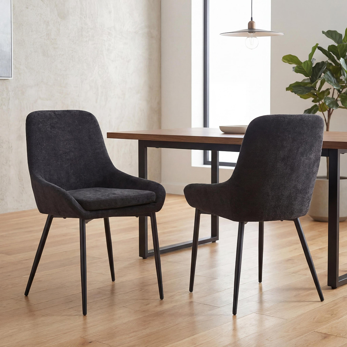 Loris Soft Fabric Dining Chair Black from Roseland Furniture