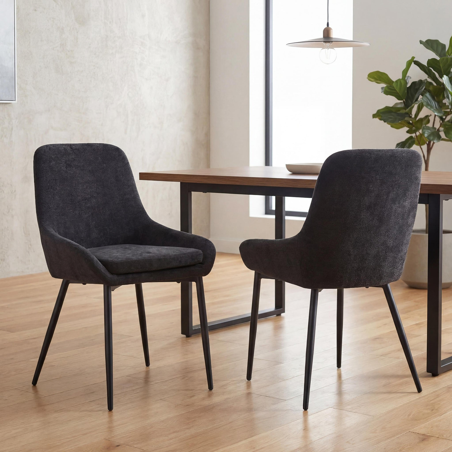 Loris Soft Fabric Dining Chair Black from Roseland Furniture