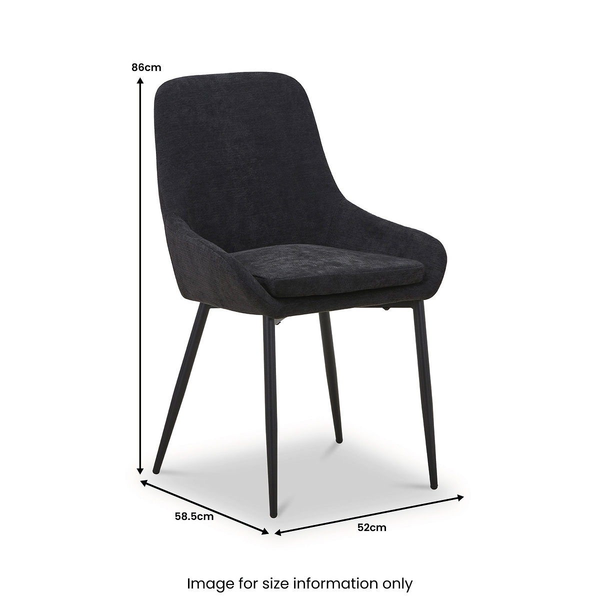 Loris Soft Fabric Dining Chair Black from Roseland Furniture